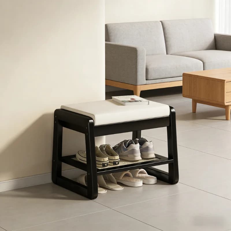 Simple black shoe stool, modern multi-layer storage stool, suitable for living room and home use