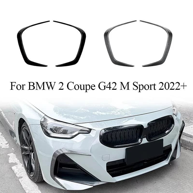 1 Set Black ABS Front Wind Knife Side Splitter For BMW 2 Series Coupe G42 M Sport 2022+ Air Vent Grille Modification Accessories