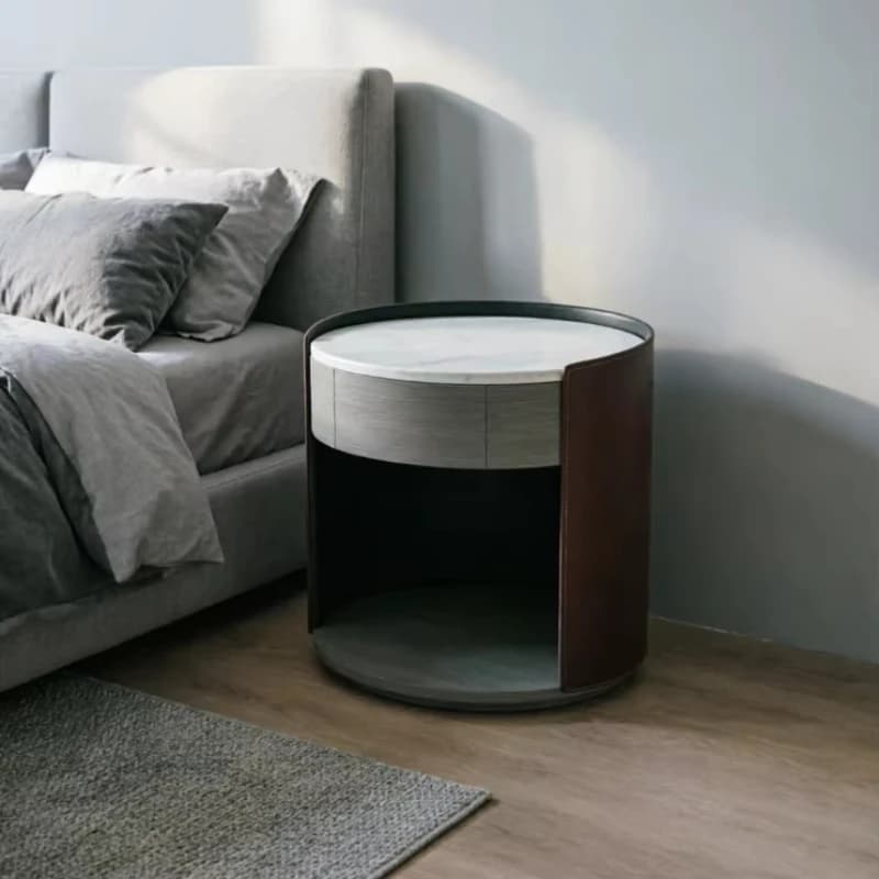 Modern minimalist style special silent series marble countertop oak bedside table
