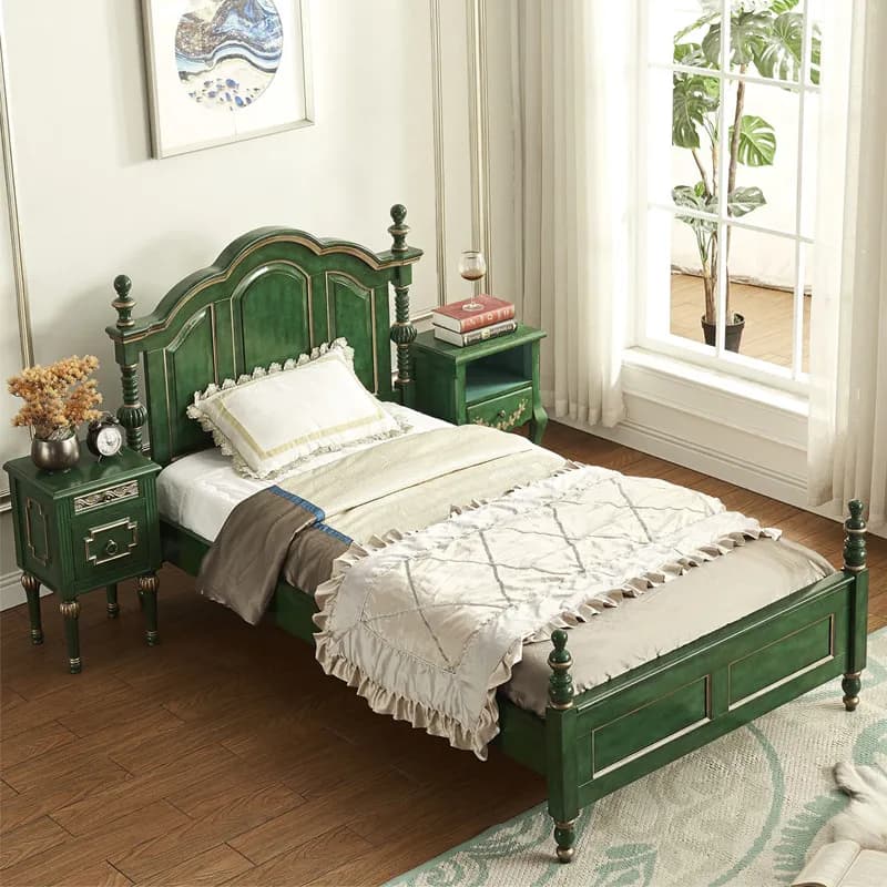 Nordic Designs House Bed Headboard Green Unique Luxury Modern Frames Bed Bedroom Room Wooden Camas Dormitorio Furniture Home