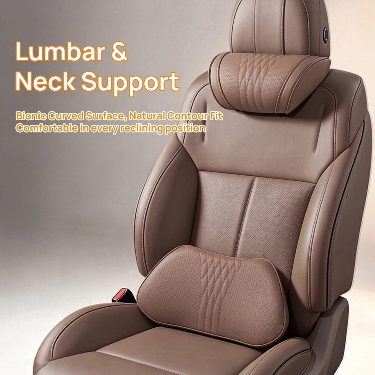 Car Headrest Lumbar Pillow Comfort Breathable Nappa Leather Car Seat Neck Waist Support Cushion Auto Interior Accessories