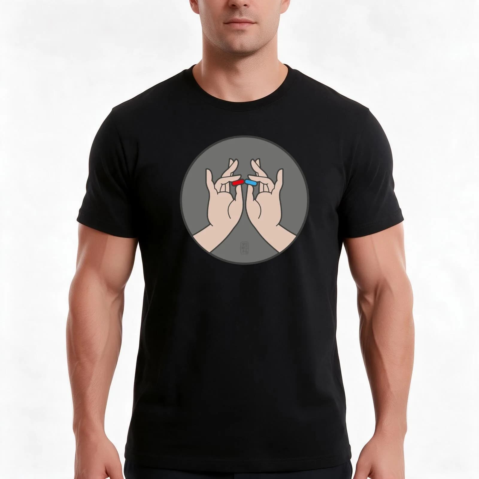 BluePill RedPill T-Shirt, Summer Casual Cotton Tee, Oversized Streetwear Tops, Vintage Graphic Print, Loose Fit Short Sleeve