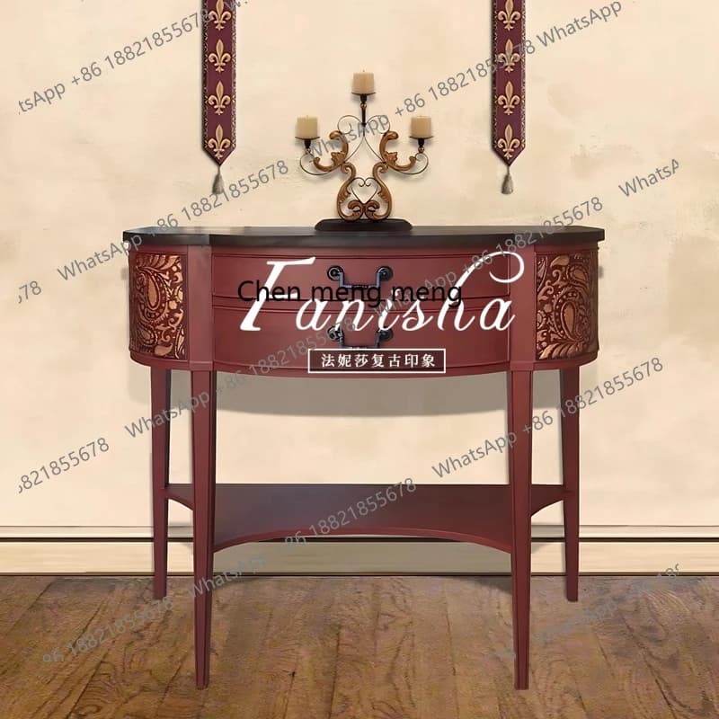 French porch cabinet against the wall porch narrow strip table American shelf semi-round porch