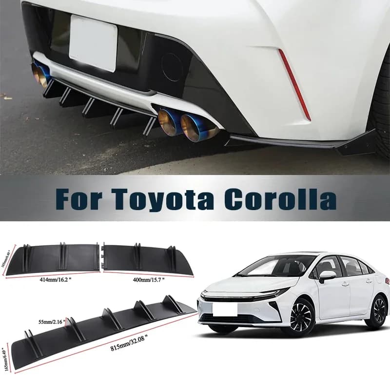 For Toyota Corolla Rear Diffuser Shark Fin Double Wing ABS Curved Aero Spoiler Anti-Collision Chassis Protector Car Styling