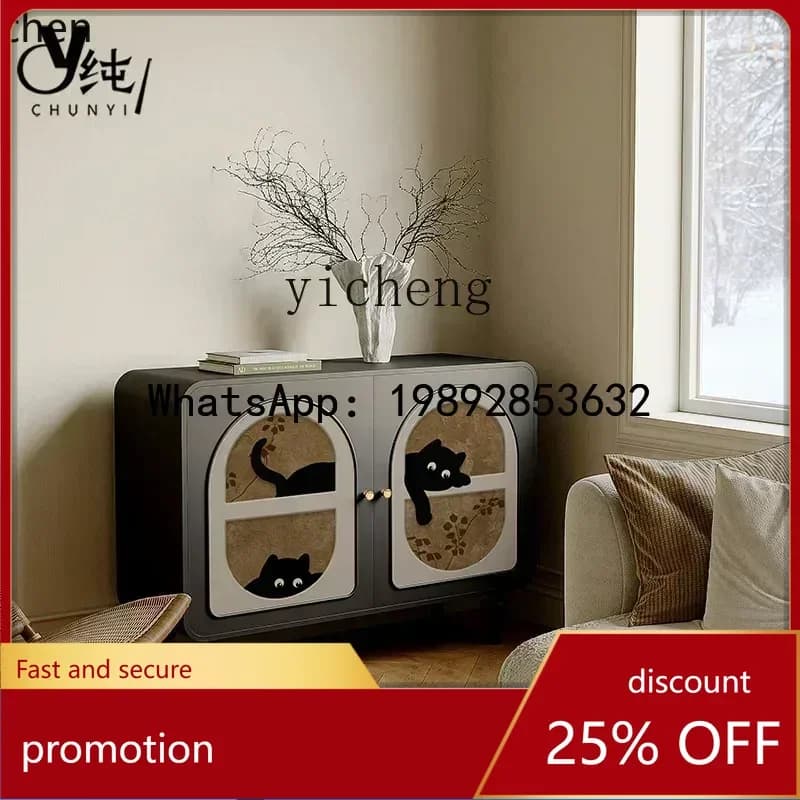 YFY  Entrance Cabinet Living Room Bedroom Wall Solid Wood Storage Painted Cartoon Storage Cabinet