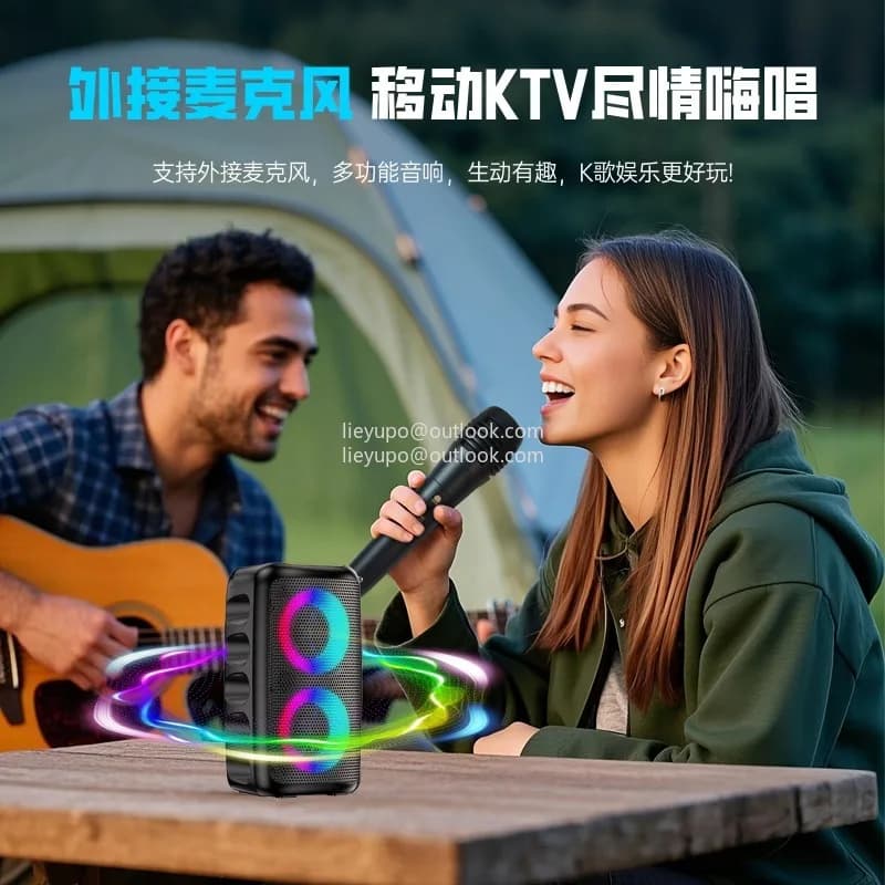 6000W Portable Speaker, Wireless Stereo, TWS, Color Lights, USB/TF Card, for Outdoor, Camping, Backyard Party, Bluetooth Speaker