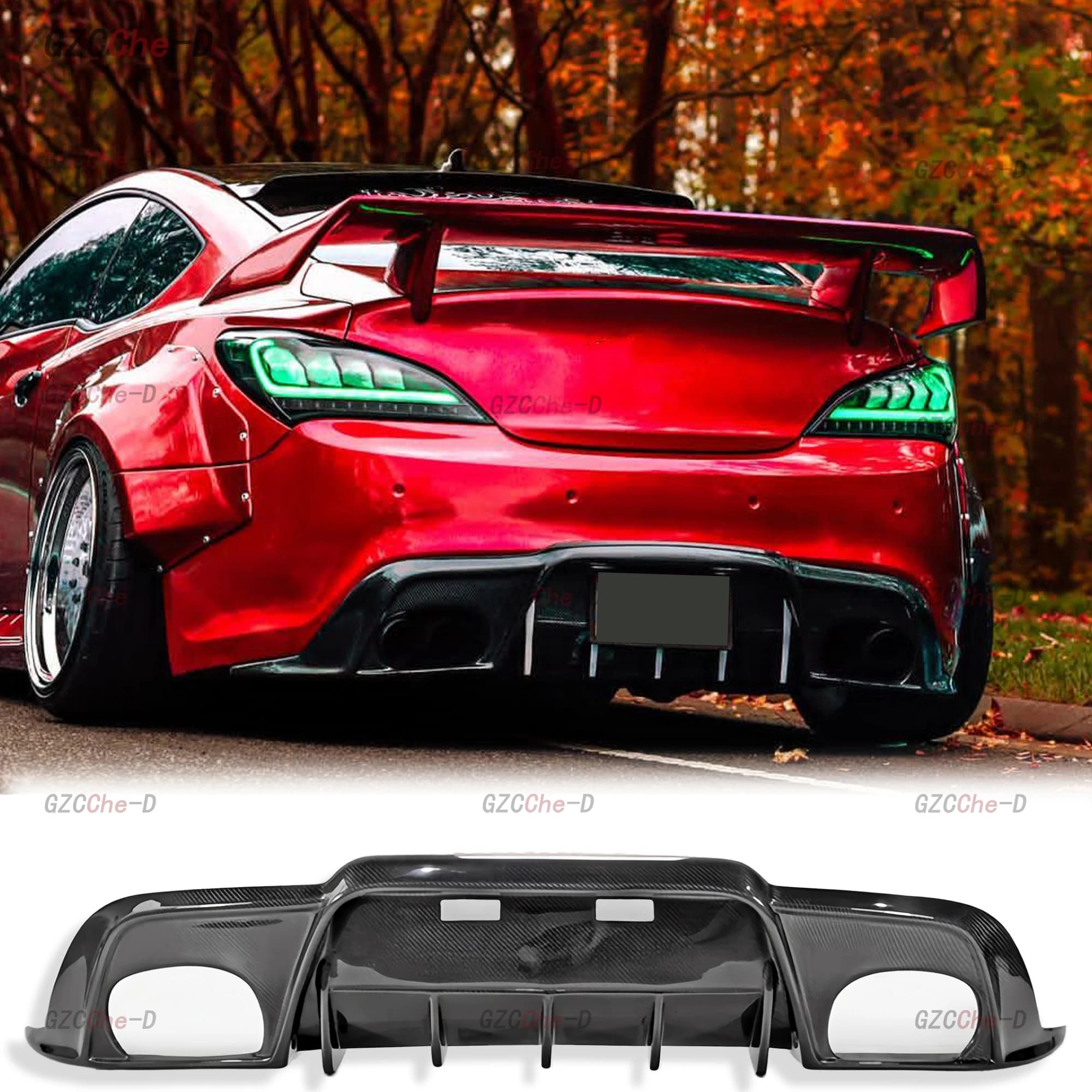 For 2009-2012 Modern Genesis Coupe Carbon Fiber Outer Spoiler Glass Fiber Material Body Aerodynamic Kit Rear Lip