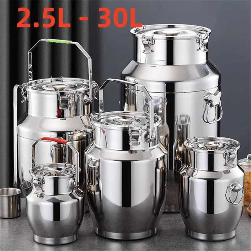 【Hot】Stainless Steel Sealed Tank Large Capacity Rice Oil Wine Barrel Can Milk Bucket Edible Oil Barrel Wine Jar Sealed Tank