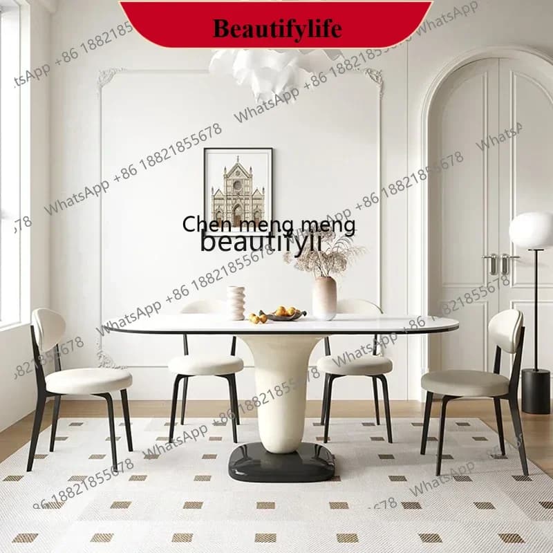 z183  Slate dining table designer high-end paint modern simple oval home dining table