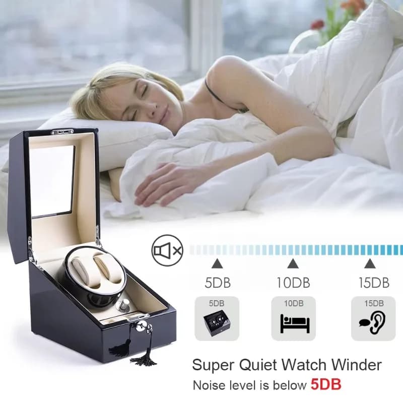 Watch Winders 4 Slots Lacquer Wood Rotate Electrical Watch Boxes Silent Motor Display Clock Luxury US Plug Watch Case Box