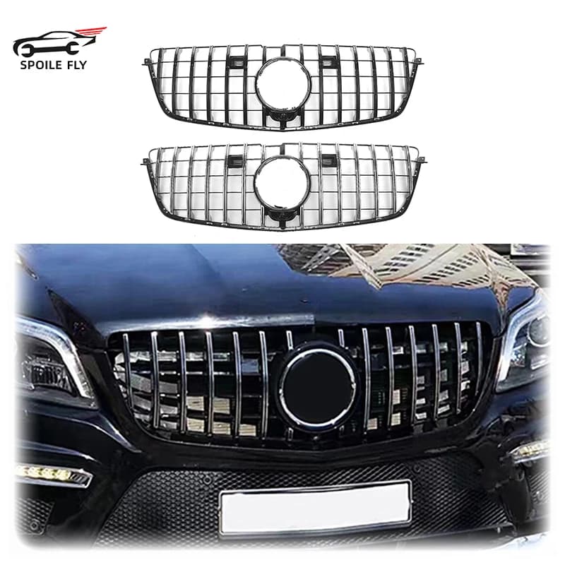 For Mercedes-Benz GL Class X166 GL500 GL550 GL63 2013-2015 High Quality ABS GT Style Car Front Grille Grill Glossy Black Silvery