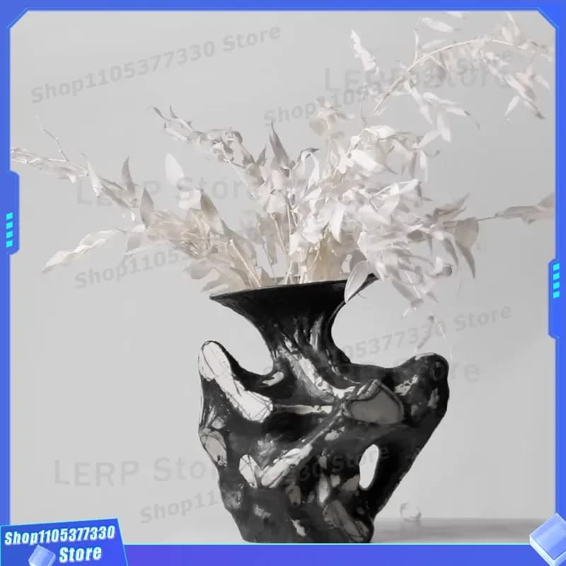 Hand Painted Chinese Flower Vase Artistic Home Decor for Living Room Entrance Hotel Model Room Sales Office Ornament Display