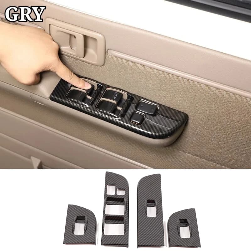 Car Window Lift Switch Panel Cover Trim For Toyota Land Cruiser LC70 76 78 79 2007-26 ABS Carbon Fiber Interior Car Accessories