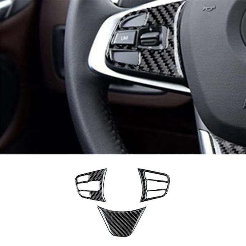 3Pcs Carbon Fiber Car Steering Wheel Trim Panel Cover Sticker For BMW X1 F48 2016 2017 2018 Styling Accessories