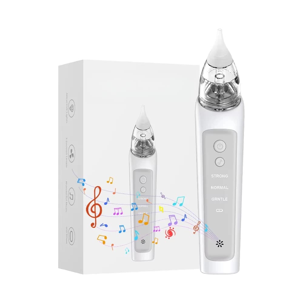 3-Mode Adjustable Electric Baby Nose Suction - Silicone Nose Cleaner with Soothing Music