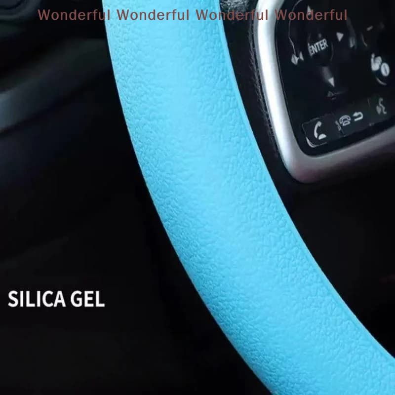 Silicone Steering Wheel Cover Soft Durable 38cm Universal Car Steering Wheel Protector Fits Sedan SUV Truck All Weather Anti-Sk