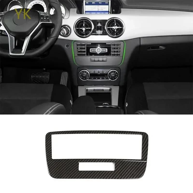 For Mercedes Benz GLK X204 2013-15 ABS Carbon Fiber Car Central Control Voice Mode Button Decorative Frame Interior Accessories