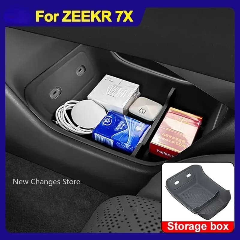 For Zeekr 7X 2024 2025 Central Control Storage Box Silicone Pad Protective Cover Armrest Storage Box Interior Accessories