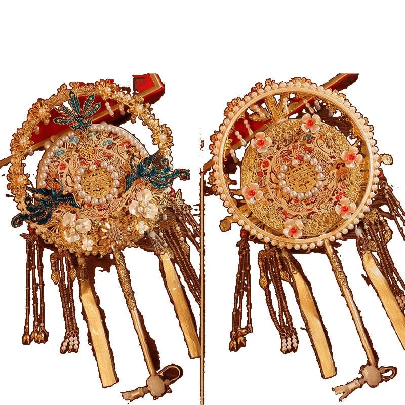 Double-sided fan bridal wedding gift wedding advanced finished DIY material package