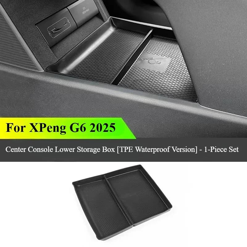 For XPeng G6 2025 Center Console Lower Storage Box Anti-Slip Car Interior Organizer Tray