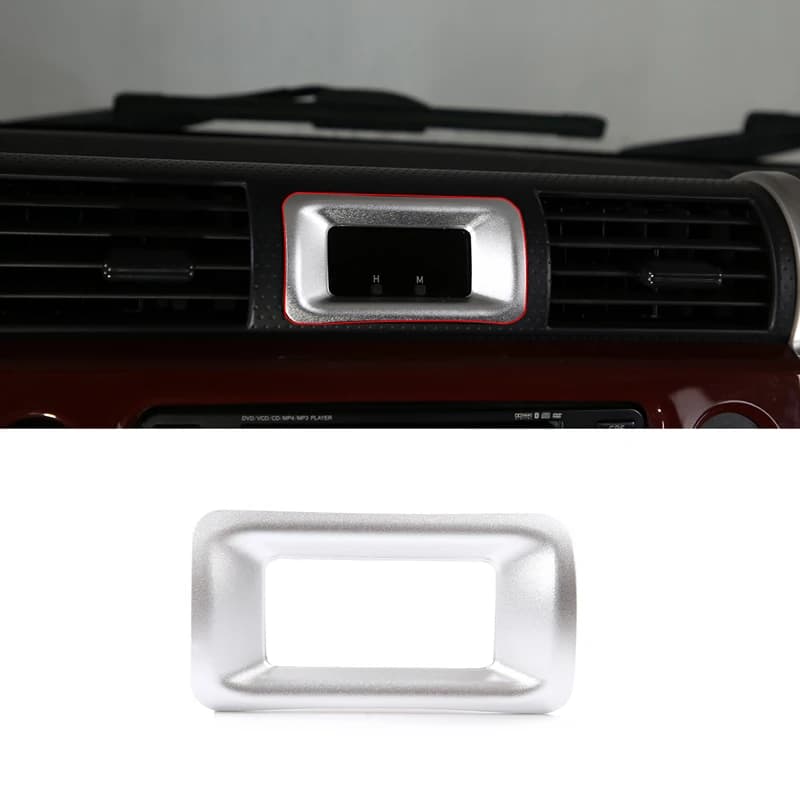 For Toyota FJ Cruiser 2007-2021 Aluminum Alloy Silver Car Central Control Clock Decorative Frame Sticker Interior Accessories