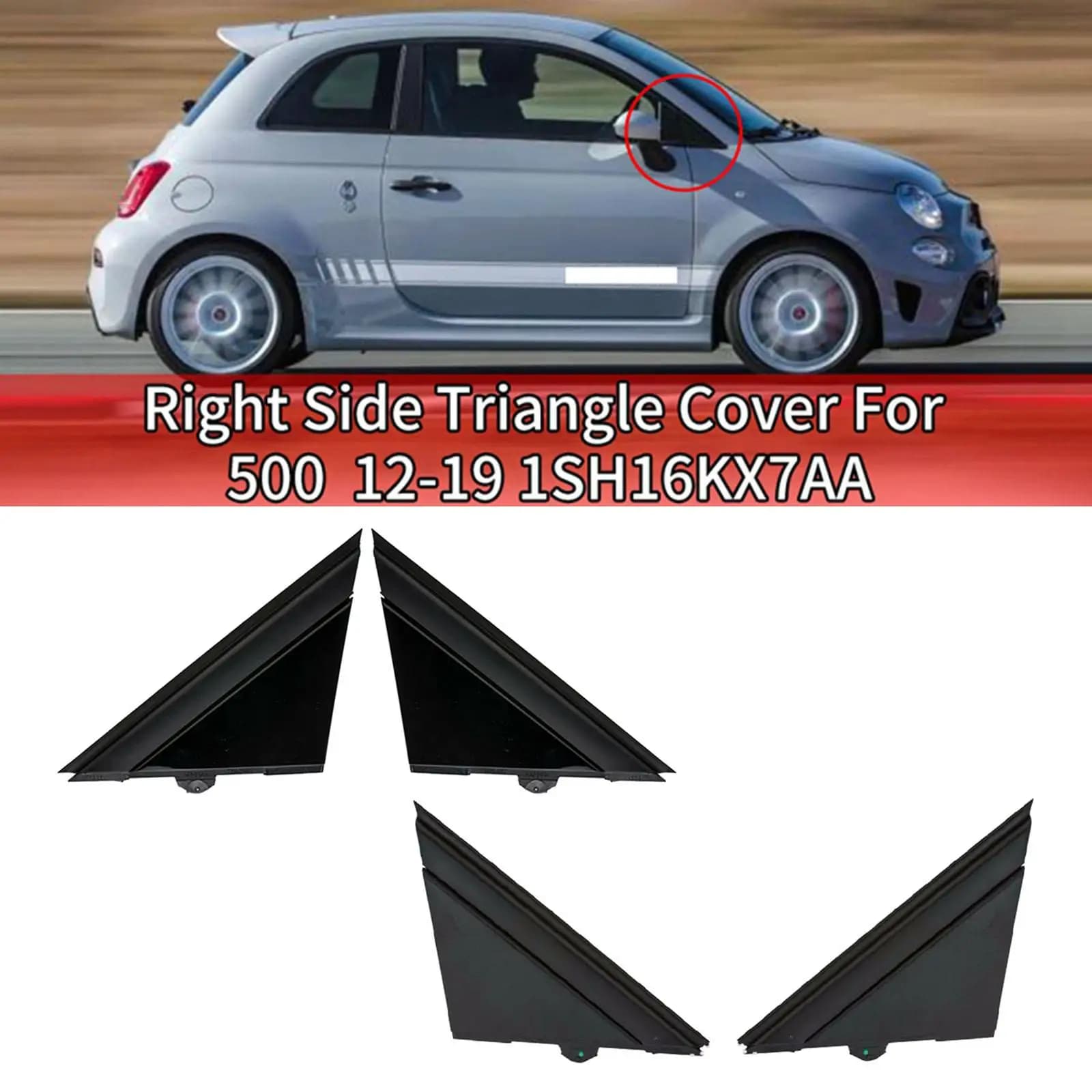 1 Pair Car Door Mirror Flag Covers, for Fiat 500 2012-19 1SH16KX7AA ABS Plastic Car Part Accessories Replacement (Left + Right)