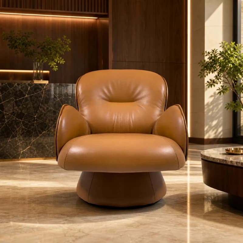 Medieval style oilwax leather casual sofa chair, suitable for the living room
