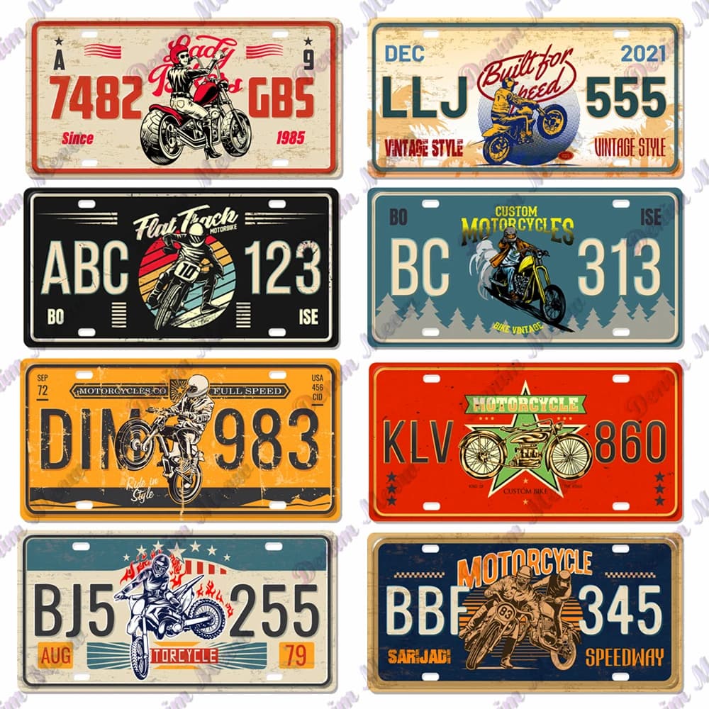 Vintage Motorcycle Plates, Metal Tin Sign, Custom Bike Plaque,for Bar, Pub, Club, Road Lifestyle, Wall Decor, WY247