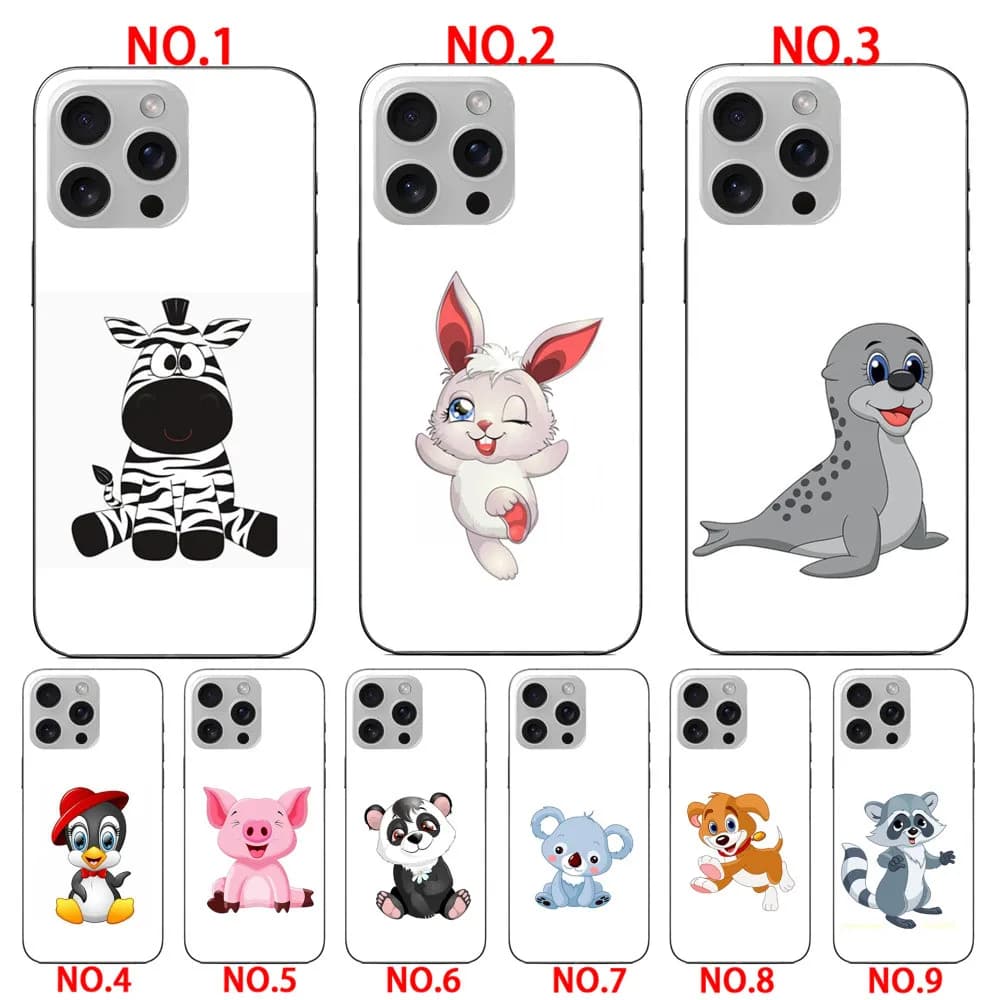 Cartoon Animals Pattern protective phone case  for iPhone 12 Pro 12 Pro Max 13 13 Mini 13 Pro 13 Pro Max