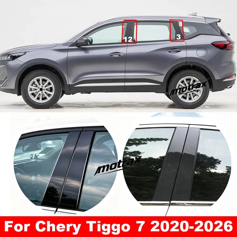 Exterior B C Pillar Bright Decorative Sticker Film Car Window Center Post Protective Accessories for Chery Tiggo 7 2020-2026