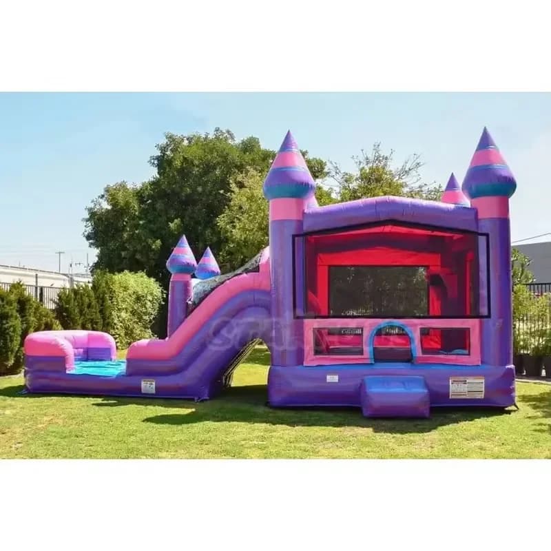 Commercial Inflatable Bouncer Double Water Slide Jumping Bouncy Castle Bounce House Dry Slide Combo