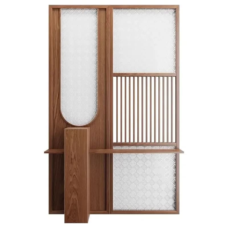 CX screen partition new Chinese-style living room solid wood entry shielding glass hollow entrance cabinet
