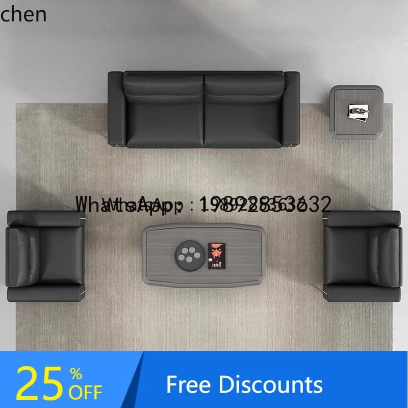 AA Sofa and Coffee Table Set Simple Modern Meeting Reception Room Three-Seater Chair