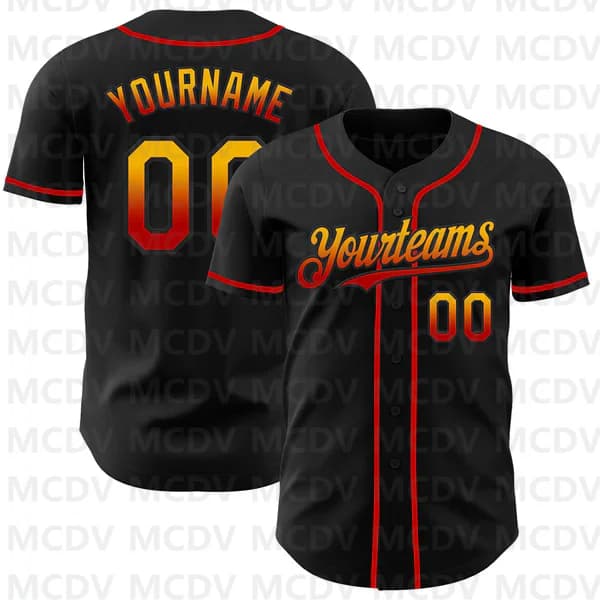 Custom Black Gold-Kelly Green Authentic Fade Fashion Baseball Jersey Unisex Top