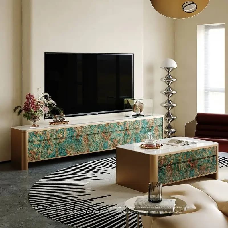 Unique Green European Tv Cabinet Storage Design 200cm Wooden Living Room Tv Stands Luxury Nordic Mueble Televisor Furniture Home