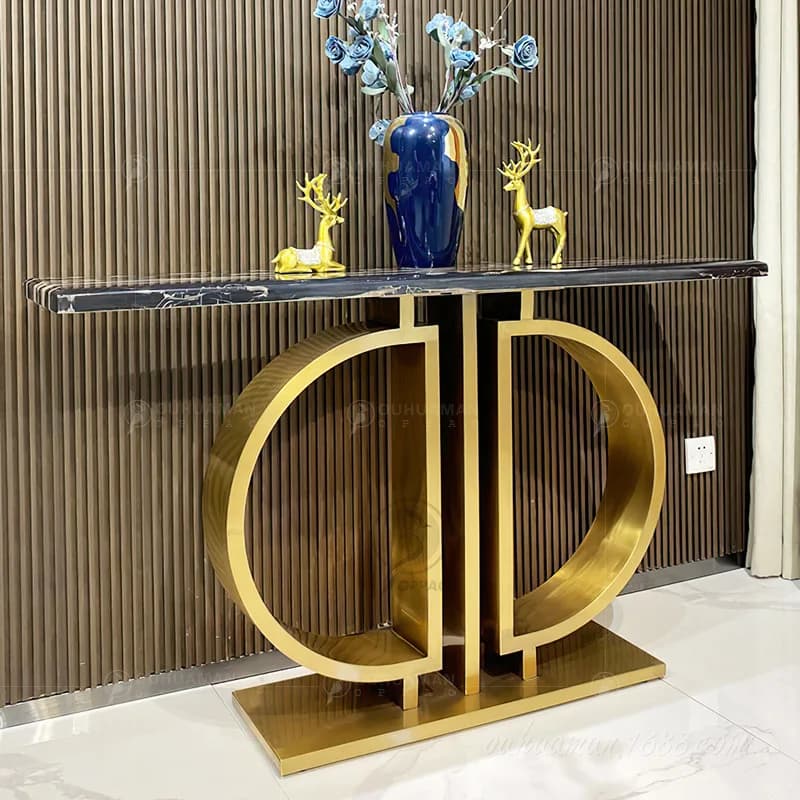 YJQ light luxury entrance table modern simple stainless steel marble decorative cabinet rack