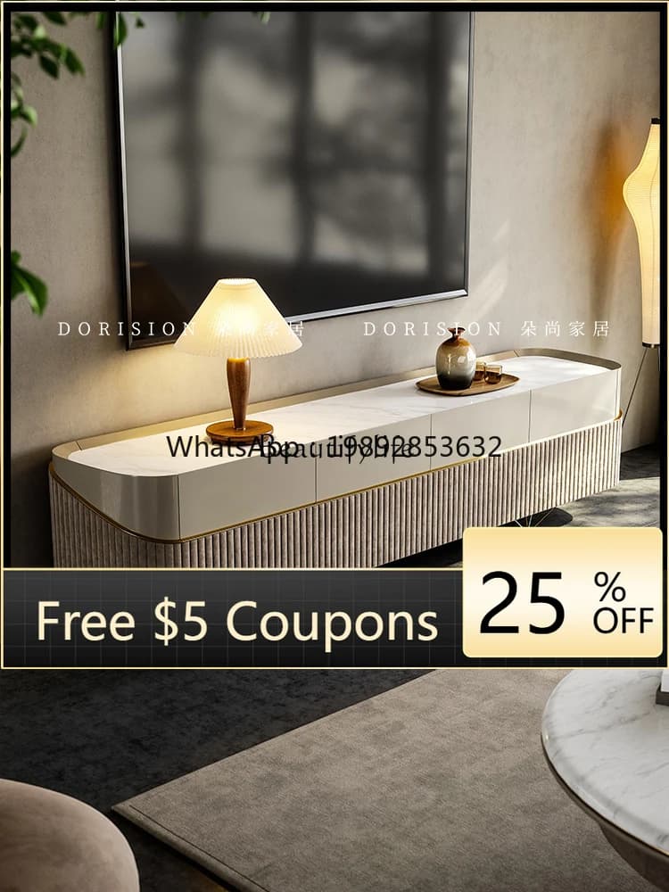 FF Light luxury marble TV cabinet living room home storage floor cabinet modern and simple