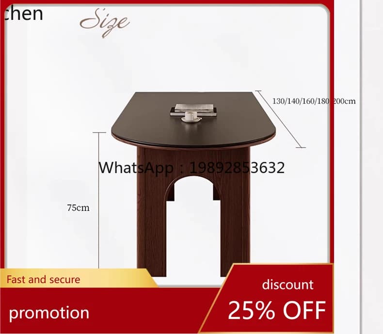 ZML Rock Slab Solid Wood Small Apartment Semi-Circular Wall-Mounted Island Dining Table and Chairs