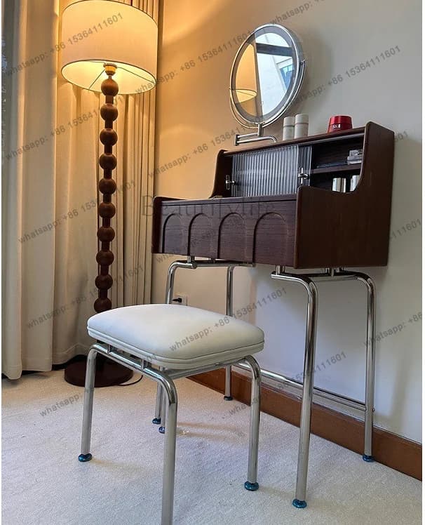 LS solid wood vanity small mini new model with mirror, French vintage bedroom vanity table, Southeast Asian style