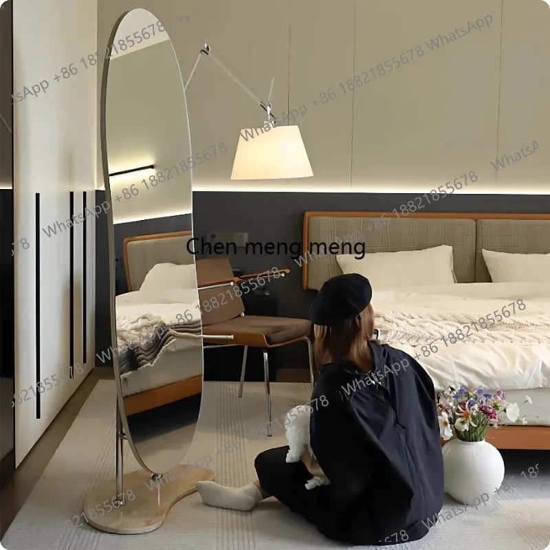 AB03  European Style Modern Creativity Design Peanut Mirror Advanced Marble Base High Definition Super White Landing Full-body M