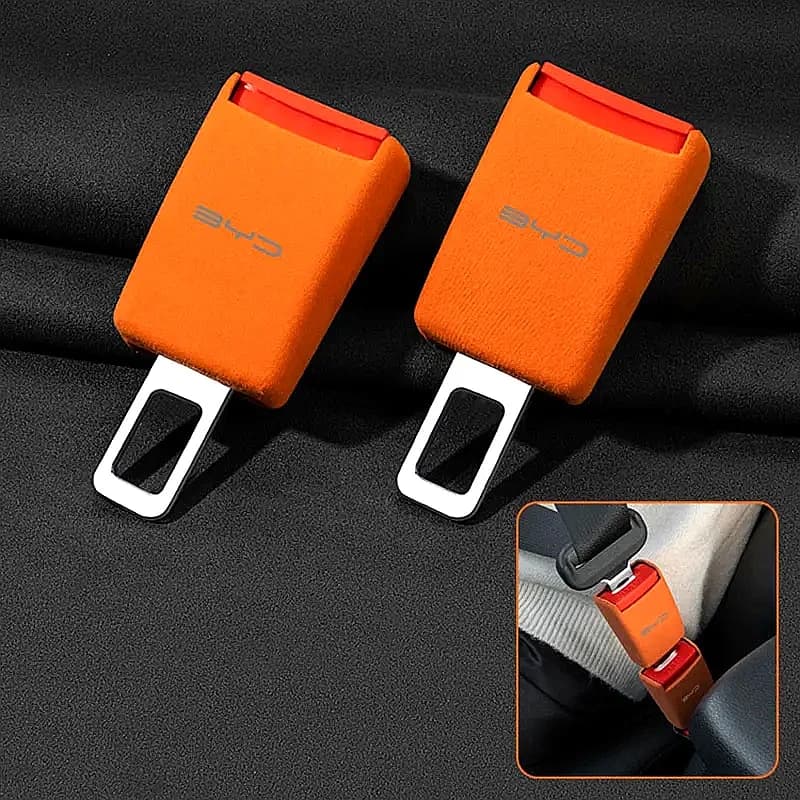 2Pcs Suede Seat Belt Buckle Extender For BYD Atto 3 Seal Dolphin Han Tang Song Yuan Thickened Safety Belt Extension Accessory