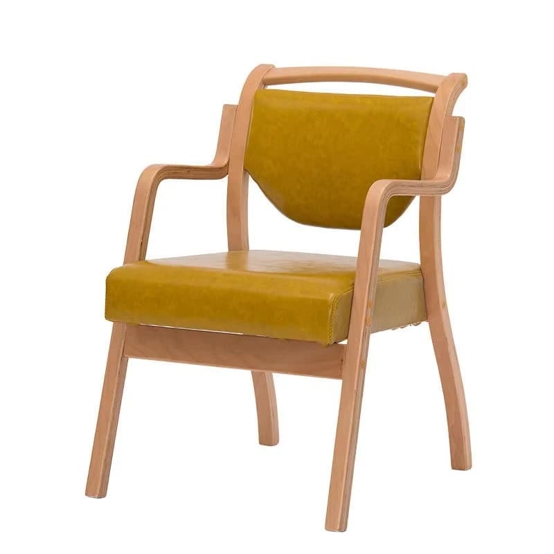 Minimalist style ergonomic solid wood durable dining chair with sturdy armrests