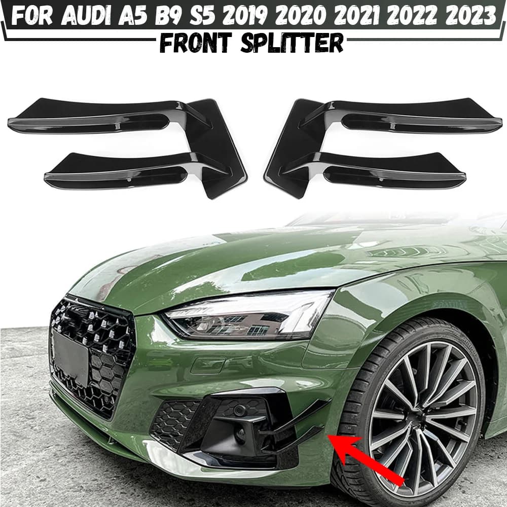 Front Bumper Airvent Blade Trim For Audi A5 B9 Sportback Coupe Cabriolet S5 2019-2023 Fog Lamp Canards Flicks Trim Bodykits