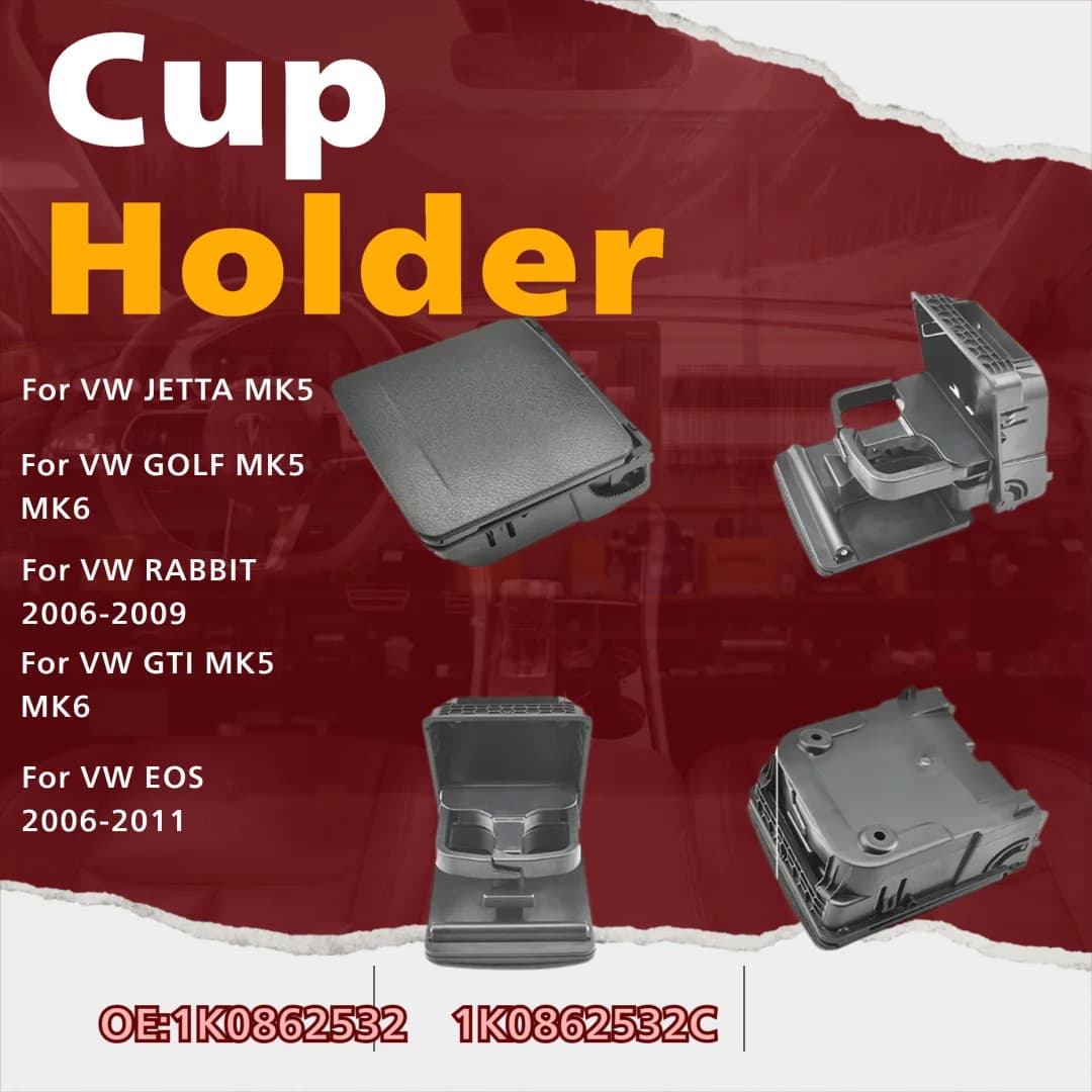 Durable ABS Auto Armrest Rear Cup Holder for VW Golf MK5 MK6 GTI Jetta 2006-2011 Cup Mount 1K0862532F