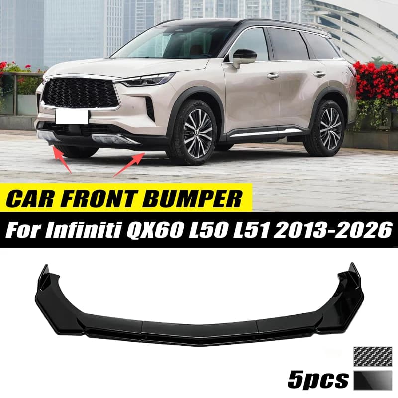 For Infiniti QX60 L50 L51 2013-2026 Front Bumper Lip Front Guard Spoiler High-quality ABS Material Body Kit Front Lip Accessory