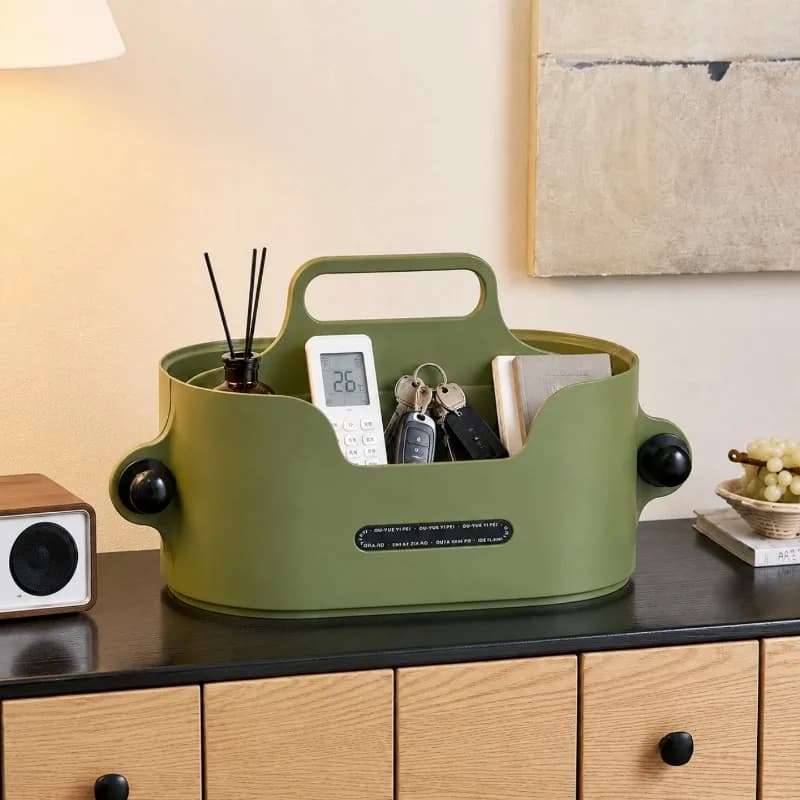 Portable storage basket, desktop sundries finishing box, home living room, entrance, bathroom, vanity, cosmetics storage basket.