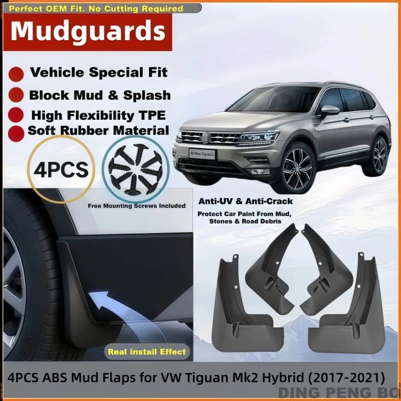 Front Rear Mudguards For Volkswagen Tiguan MK2 eHybrid GTE 2017-2021 ABS Wheel Arch Splash Guards
