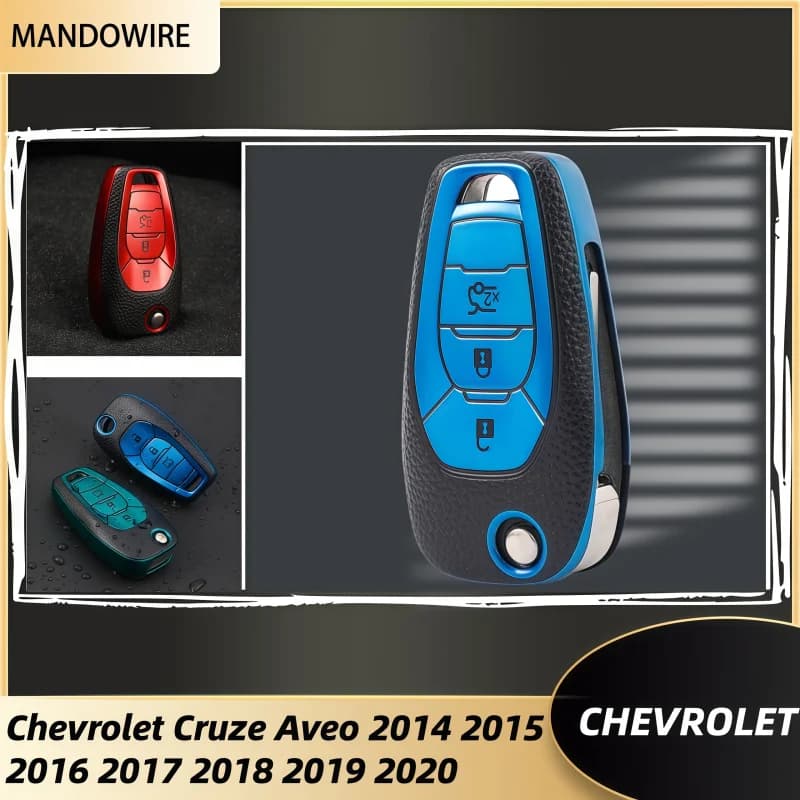 Leather Car Key Case Cover For Chevrolet Aveo Cruze 2014 2015 2016 2017 2018 2019 2020 Remote Case Protect Car Accessories