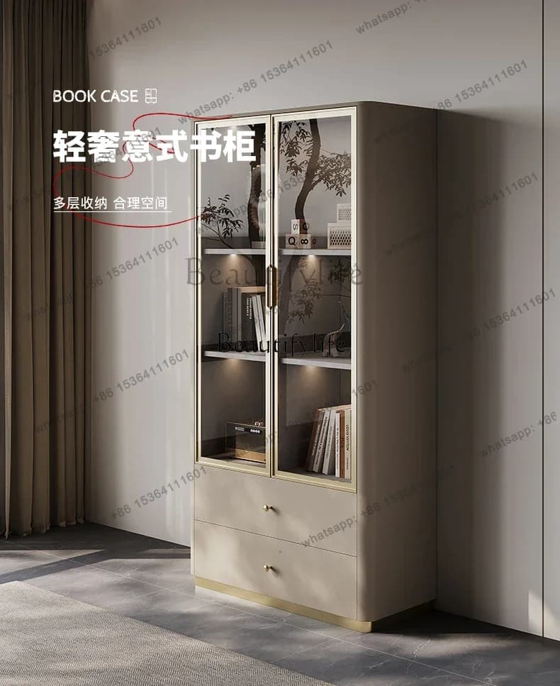 Ls 35 *Floor-to-ceiling bookcase light luxury high-end glass door custom display against the wallFactory Direct