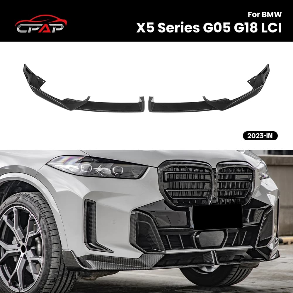 Real Dry Carbon Fiber Front Bumper Diffuser Lip Splitter For BMW X5 Series G05 G18 LCI MP Style 2023-IN